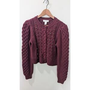 Caroline Constas Embellished Cable Knit Cardigan Sweater NWT